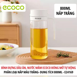 Bình đựng dầu ăn nước mắm ECOCO dung tích 600ml và 800ml nắp nhôm tĩnh điện đóng mở tự động thế hệ mới