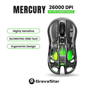 GravaStar Mercury M1 Pro Wireless Gaming Mouse Ergonomic PVC 1K-4K Hz Polling Rate 26000 DPI Heat Dissipation High-precision Optical Sensor