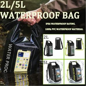 2L/5L IPX6 Waterproof Dry Bag Waterproof Bag 2 in 1 Ocean Pack Waterproof Bag for Camping Fishing