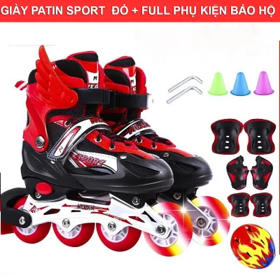 TẶNG FULL ĐỒ BẢO HỘ - giày trượt patin trẻ em và cả người lớn SPORT phát sáng nhiều SIZE nhiều MÀU giày trượt patin 4 bánh gấp gọn giá rẻ