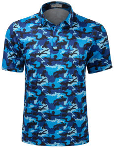 Sun Protection UPF 50 Men’s Camo Golf Shirts Moisture Wicking Short Sleeve Camouflage Dry Fit Golf Polo T-Shirts