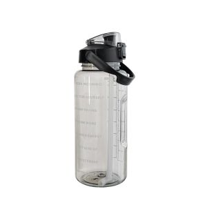 2000ml Portable Water Bottle Large Capacity Plastic Straw Water Cup Drink Bottle With Time Marker for Outdoor Sports Fitness
