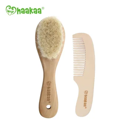Haakaa Goats Wool Wooden Baby Hair Brush