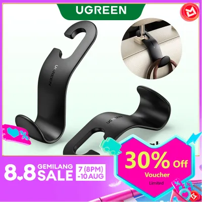 UGREEN 2Pcs/set Car Back Seat Headrest Hanger Holder Hooks (Black)
