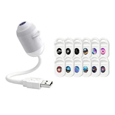 [erbingz]12 in 1 USB HD Galaxy Star Projection Lamp Night LED Atmosphere Light Plug &amp Play Star Projector LED Nightlight Lamp