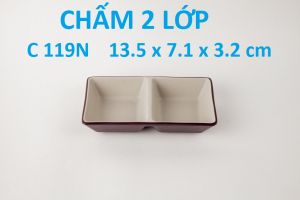 BỘ 10 CÁI CHÉN CHẤM NHỰA MELAMINE NHÁM NÂU TRẮNG 2 LỚP CÁC LOẠI
