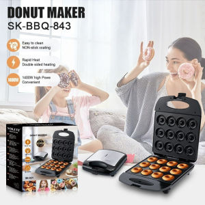 PANSON Mini Donut Maker Double Sided Heating Breakfast Machine 6/12 Holes Donut Maker Waffle Maker