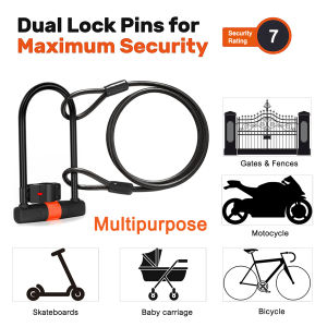 STAR Gembok Sepeda Dan Motor U Lock Kunci Pengaman Anti Maling Ukuran Besar Alat Pengunci Bentuk U Serbaguna Bike Lock U-Lock with Cable  [Stok&Pengiriman Cepat]