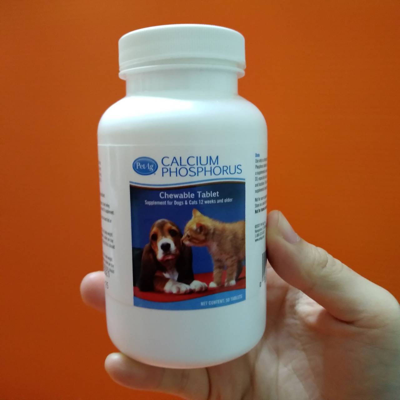 วิตามินและแร่ธาตุ PetAg Calcium Phosphorus Tablets แคลเซียม ฟอสฟอรัส สำหรับสุนัข และแมว 50 เม็ด
