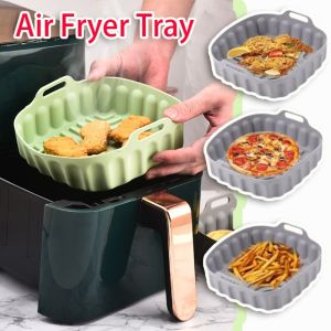 OPEAREY Non-stick Air Fryer Silicone Tray Square Cooking Accessories Kitchen Baking Mold  with Handle Air Fryer Mat