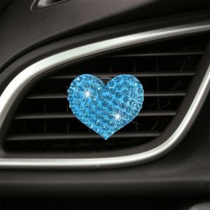 GJ56 Interior Decoration Girls Gifts Air Conditioning Car Air Freshener Bling Heart Rhinestone Car Aromatherapy Clip Air Outlet Decoration Car Aroma Diffuser Auto Perfume Clip