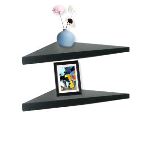 Floating Shelves Segitiga - 2 Pcs Rak Dinding Sudut Minimalis - Hitam