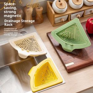 LEBI Corner Sink Strainer Basket with Strong Suction for Kitchen Drain Multi-Functional Dish Drainer and Waste Filter