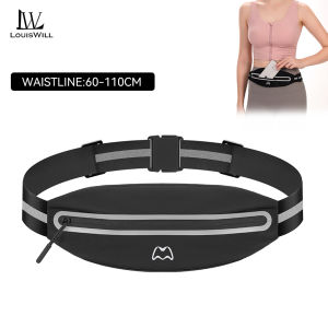 LouisWill Sports Bag Men Women Multi Functional Waist Bag Adjustable Running Pouch Runners Belt Workout Bags Elastic Belt Reflective Strip Slim Phone Holder Fanny Pack Waterproof Running Belt For Workout Gym Cycling