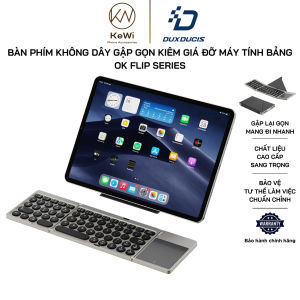 Bàn Phím Gấp Ba Không Dây OK Flip Series Thiết Kế Tri-Fold Siêu Gọn Kết Nối 3 Thiết Bị Touchpad Thông Minh
