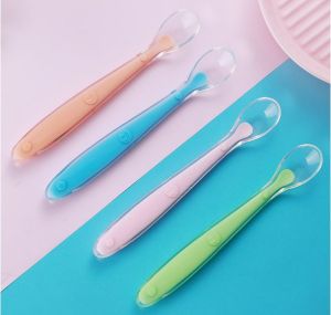 【Ready Stock】 Baby Feeding Spoon Soft Food Grade Silicone Infant Training Spoons Sudu bayi