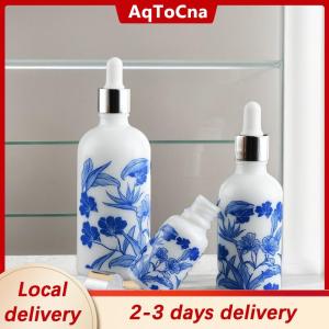 [COD] AqToCna Ship within 24 hours 10 15 30ml Ceramic Blue & White Porcelain Essential Oil Dropper Bottles Leakproof Travel-Friendly Design