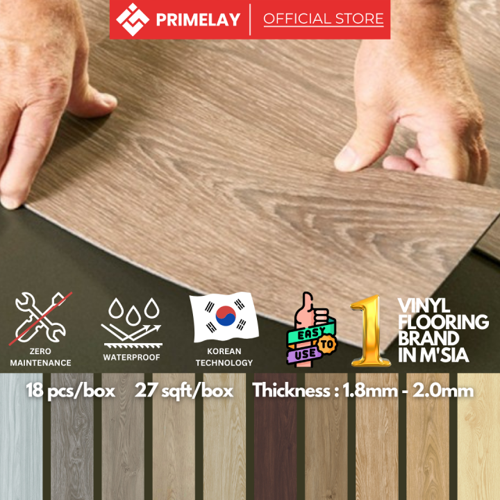 (1.8mm) Primelay Vinyl Sticker Flooring for DIY | Lantai Kayu Vinyl ...