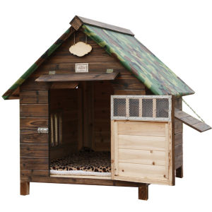 Outdoor rain-proof carbonized wood dog house kennel cat kennel dog cage dog bed pet kennel