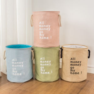 ตะกร้าผ้า ตะกร้าใส่ผ้าพับได้ ผ้าหนา2ชั้น ตะกร้าผ้าลินิน สําหรับใส่เสื้อผ้าซักรีด