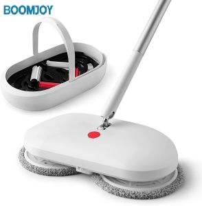 BOOMJOY Electric Mop Cordless with Automatic Cleaning Bucket Rotary Spray Mop Wooden Marble Tile Flooring Cleaning Self-propelled 360 Degree Rotation with Fan-Shaped Fountain