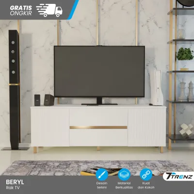 Trenz Furniture - Rak TV Minimalis Series Beryl Kaki Besi Ukuran 140 cm Lemari TV Rak TV Minimalis Hemat Ruang