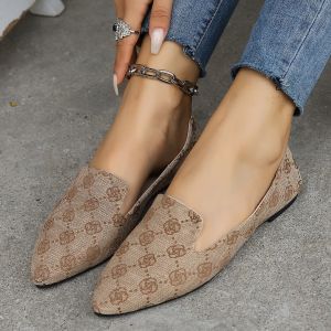 Free Shipping New Spring And Autumn Collection: Plus-Size Flat-Soled Pointed-Toe Slip-On Casual Shoes With A Shallow Opening Designed For Women