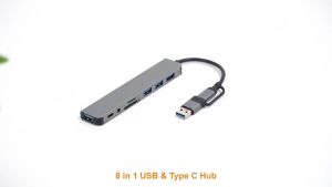 Hub type C USB 3.0 Mở Rộng 8 Port Cáp Cổng Chuyển Đổi 2 Đầu In 1 Có 3.5 Thẻ SD/TF Máy Tính Laptop Máy In