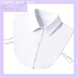 [Toplans]💖[HOT SALE]🎈🎈 เสื้อสเวตเตอร์คอปกสีขาวสีดำมีปกแบบถอดได้สำหรับผู้หญิงเสื้อผ้าคอตตอนเครื่องประดับ