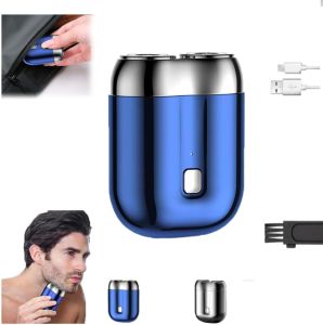 2026 New ModelDual-Head Electric Shaver ElectricPortable Razor Pocket Size Washable Double Head Razor Rechargeable Waterproof Compact Electric Shaver for Home Car Travel (Blue)