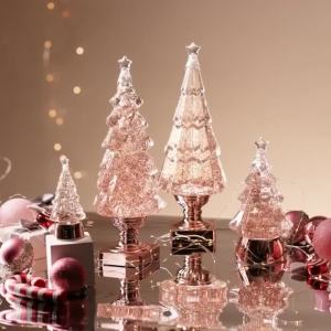 xpkQ Christmas Tree Figurines Simple Crystal Ball Music Figurine Tabletop Ornaments Ambient Lights Christmas Decoration Gifts K6R8Z