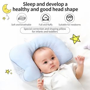 Baby Head Shaping Pillow - Organic Cotton Memory Foam Breathable - Infant Newborn Sleep Positioner - Prevent Flat Head