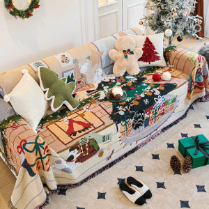 Christmas Sofa Cover A-B Double-sided Sofa Design Home Decor Throw Blanket Home Decor High Quality Fabric Sophisticated Blanket Christmas Gift for Mom
