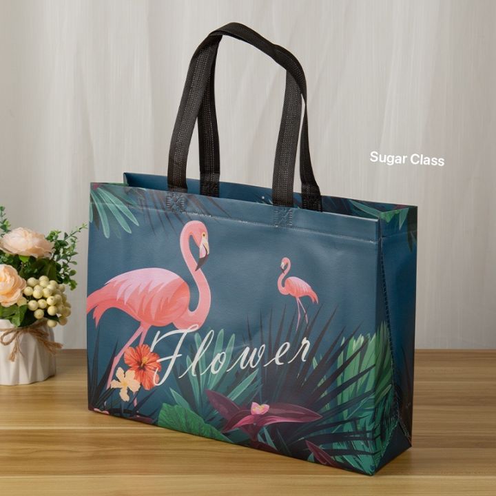 Reusable Fabric Flamingo Gift Bag 40*30*10cm Large Capacity Non