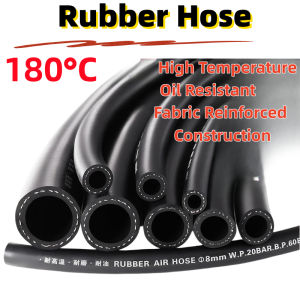 High-Temperature Oil-Resistant Rubber Hose - Black Reinforced Fabric Tubing for Transporting Fire Diesel Steam Water High-Pressure Air & Industrial Liquids