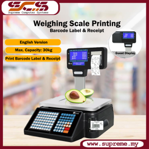 30KG Cash Register / POS with Weighing Scale Barcode Label and Bill Receipt Double Printing Scale with Dual LCD Display for Retail Shop Supermarket