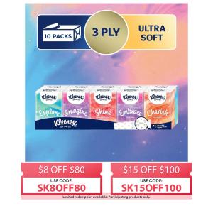 Kleenex Ultra Soft Classic 3-Ply Hanky Tissue Travel Pocket Pack- 10 Packs