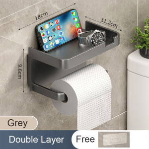 Tissue Holder Space Aluminum Wall Mounted Toilet Paper Rack Punch-Free Waterproof Shelf Pemegang Tisu