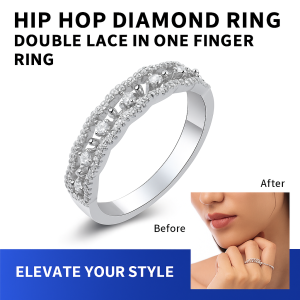 Dual Lace Structure Diamond Ring Hopper Hip Hop Moissanite Ring