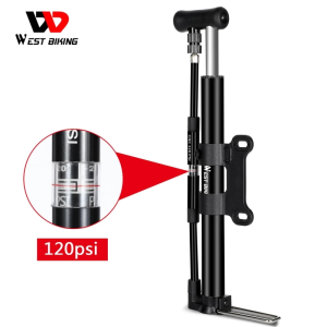 WEST BIKING Bơm Xe Đạp Bơm Cầm Tay Áp Suất Cao 120PSI Với Bơm Xe Đạp Leo Núi Phong Vũ Biểu Mini