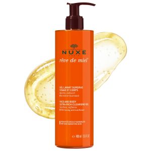 NUXE Ultra Rich Cleansing Gel Face & Body Wash with Honey & Sunflower Rêve de Miel Gentle Shower Gel Moisturizing Daily Cleanser for Dry Sensitive Skin 13.5 fl oz
