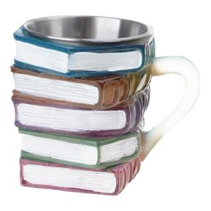 Stacked Books Design Coffee Mug Colorful Shatterproof Resins Cup For Home Office Reading Decoratopm Book Lover Gift