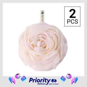 Elegant Two-Tone Rose Bath Sponge 2-Pack 75G - 16CM High-Density Body Loofah Scrubber for Soft Skin