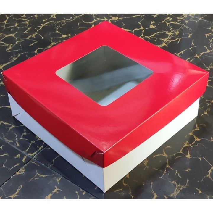 10X10X4 CAKE BOX PLAIN RED W/WINDOW (X10 PCS) | Lazada PH