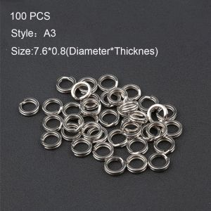 COOLSOOL 100PCS Portable Durable High Quality Fish Connector Swivel Snap Stainless Steel Fishing Split Rings