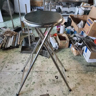 Ghế xếp inox không có lưng dựa cao 60cm/70cm/80cm . Hàng dày và cứng cáp inox 201 dày 1li .