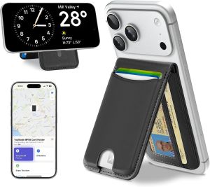 Made for MagSafe Wallet Works with Find My Strongest Magnetic Wallet 6 Cards Holder Adjustable Stand RFID Blocking ID Window Magnetic Card Holder for iPhone 17/16/15/14/13/12 Series Black