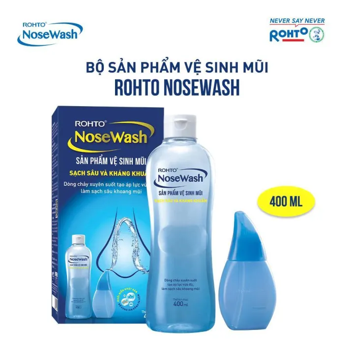 Bộ sản phẩm rửa mũi tiện dụng Rohto NoseWash (1 bình vệ sinh mũi Easy Shower + 1 chai dung dịch 400ml)
