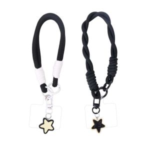 Cellphone Straps Cute Ins Star Anti Lost Woven Hanging Cord Lanyard Short Wrist Charm Chain Fashionable Women Keychain Pendant For iPhone Samsung Xiaomi Huawei