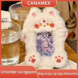 CANAMEK Lovely Fluffy Rabbit Card Holders For Women Kawaii Lolita Students Long Ears Bag Pendant ID Badge Photocard Holder